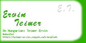 ervin teimer business card